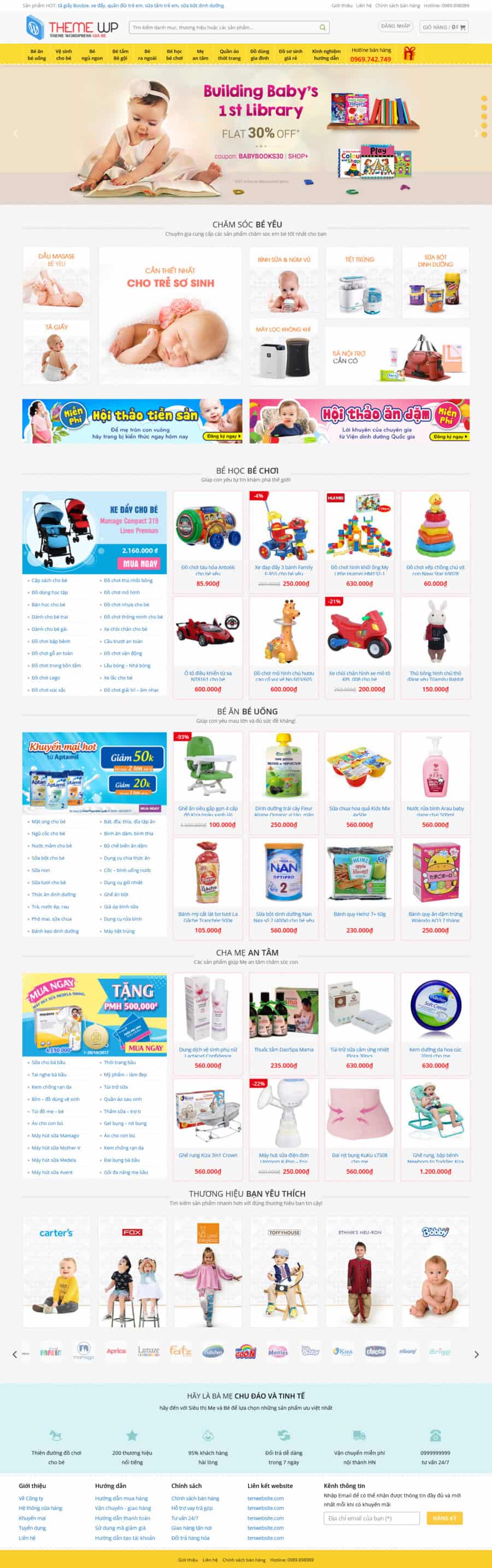 Theme wordpress shop mẹ và bé