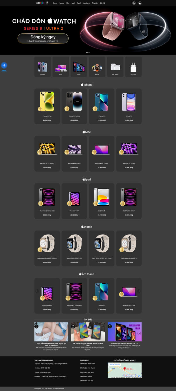 Theme wordpress bán điện thoại giống topzone